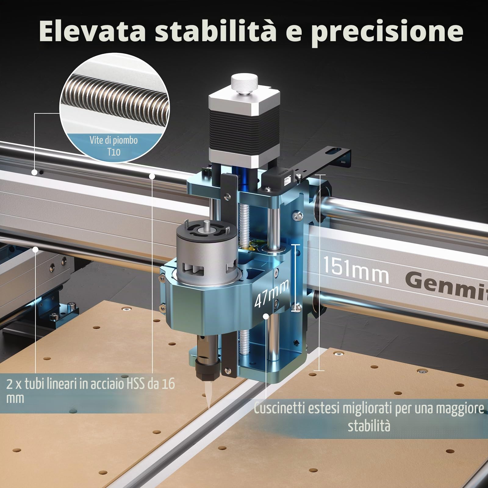 Genmitsu 4040 PRO - Fresatrice CNC con supporto a 4 assi e modulo WiFi, motore a mandrino migliorato per lavorazione del legno, metallo e acrilico, fresatura, controllo GRBL
