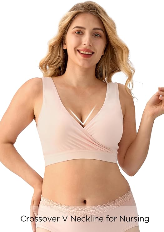 HBselect 5 Pack Nursing Bras for Breastfeeding, Maternity Nursing Sleep Bra Wireless Pregnancy Sleep Bralette