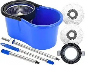 Mop Inox 360 Pro Perfect – Balde Centrífugo 12L com Cesto Inox, Cabo 1,40m e Refis Microfibra