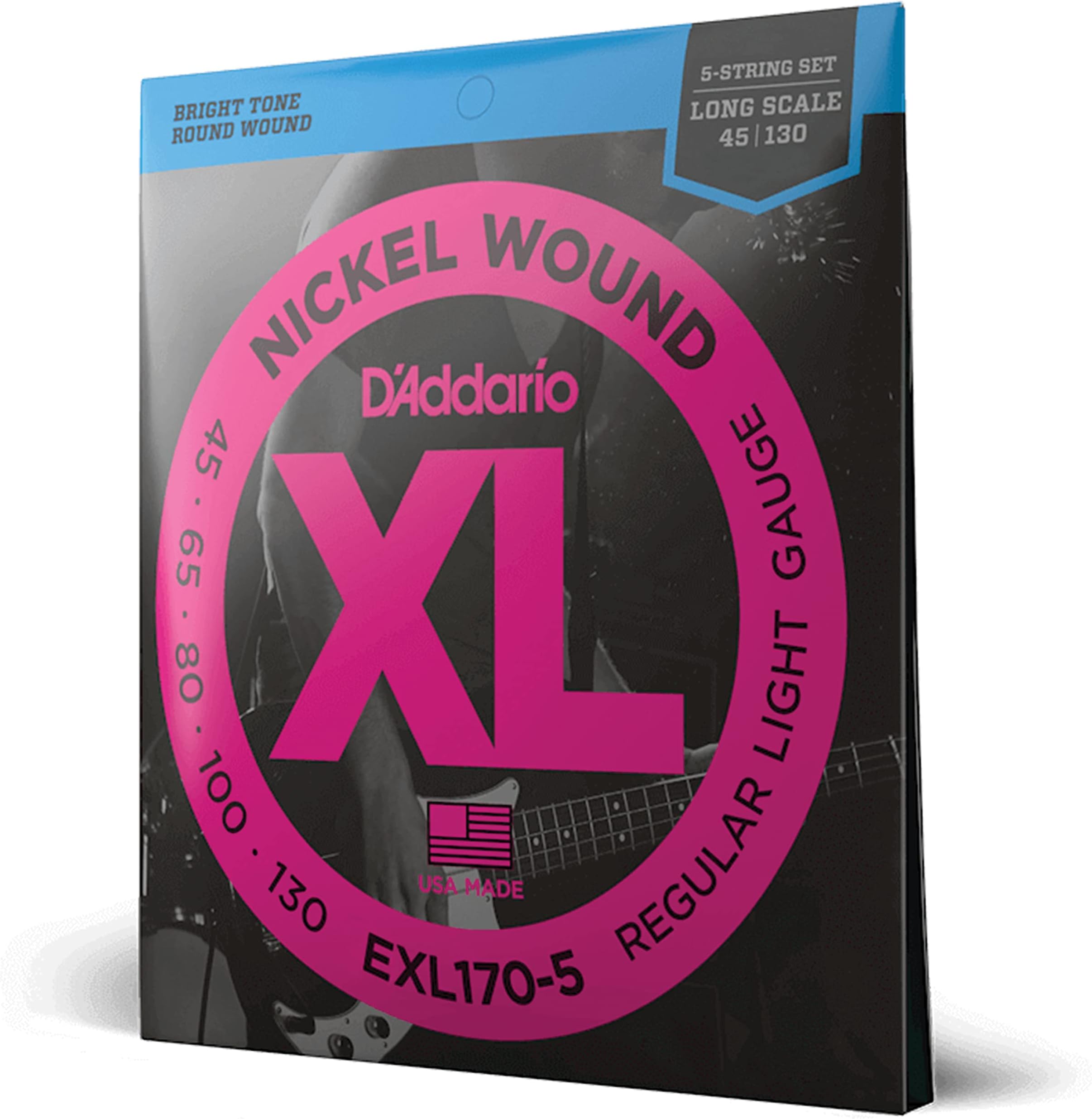 XL Nickel Bass Guitar Strings 45-130, 5-String Set