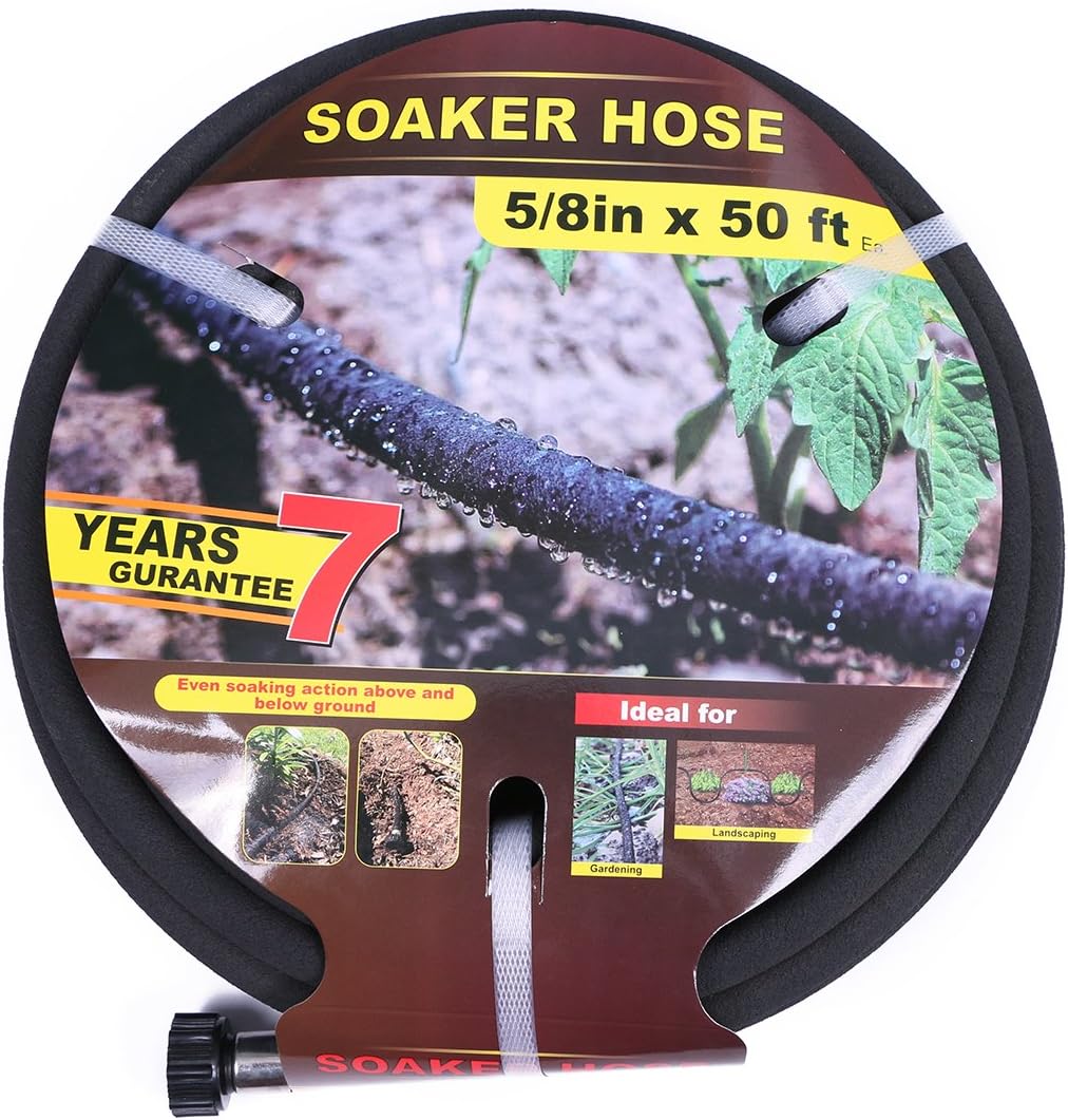 Soaker Hose 50ft Saves 70％Water Perfect Delivery of Water Great for Garden Flower Bed (5/8inch-50ft)…
