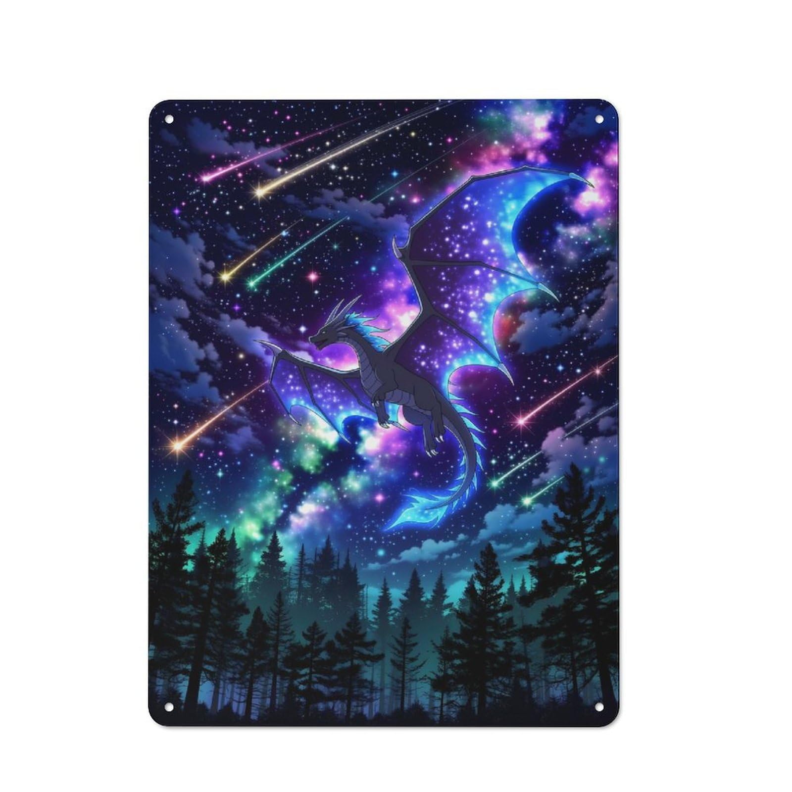 Junmoney Style-10 Metal Wall Plaque With Celestial Night Dragon Design 40X30cm, Simple Retro Studio Wall Plaque For Hobby Room, Office, Lounge Or Living Room