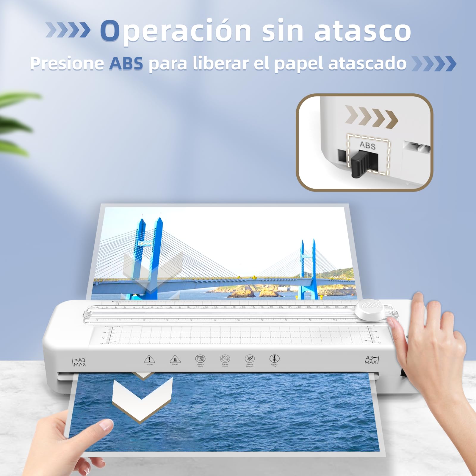 Crenova Plastificadora A3 con 30 láminas de laminación para A3/A4/A5/A6, máquina de laminación con cortador de papel y redondo de esquina, juego de laminación en caliente y frío para oficina, hogar