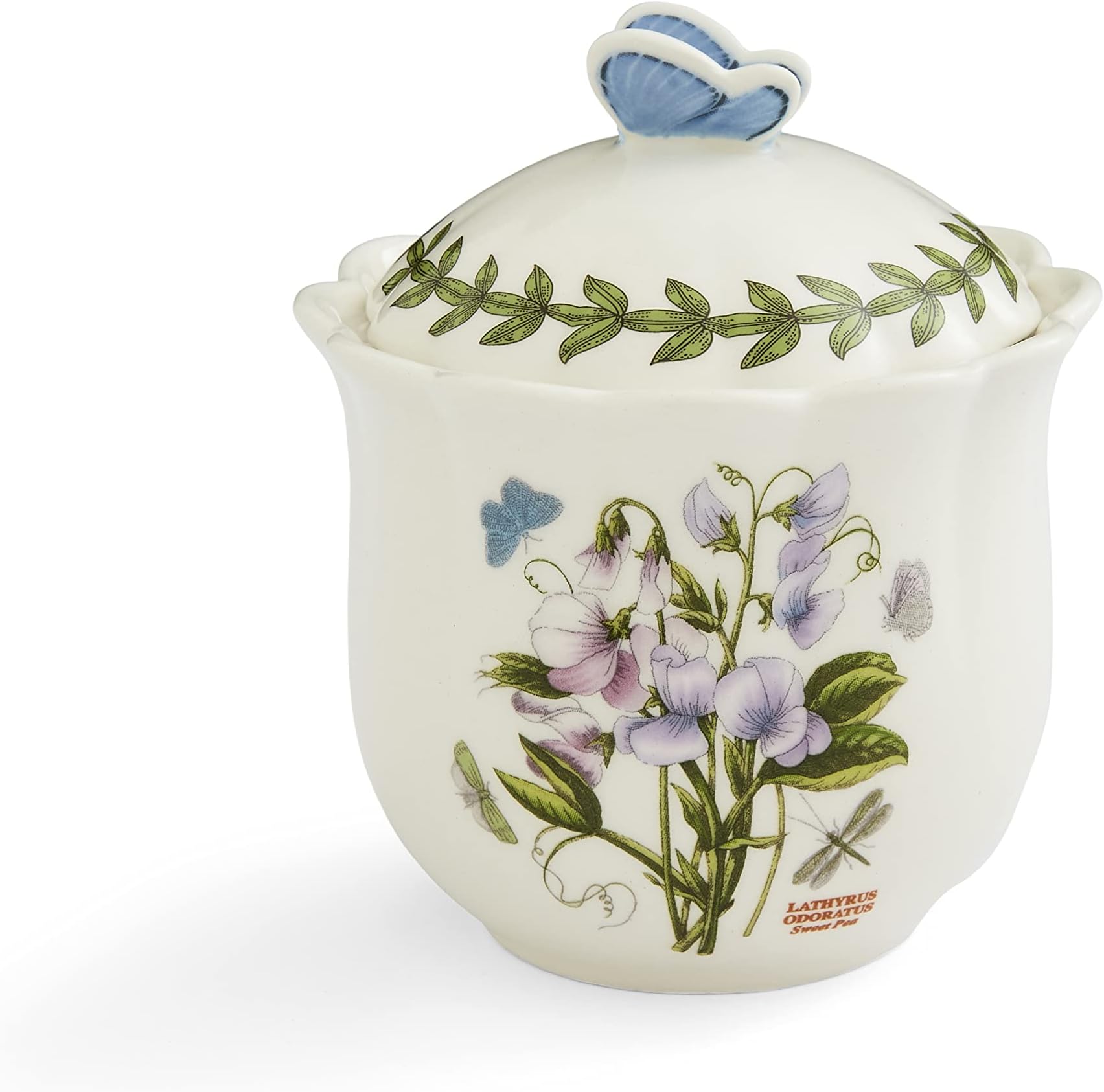 PortmeirionBotanic Garden Bouquet Covered Sugar Bowl, 8.5 oz - Sweet Pea Motif, Chip-Resistant Glazed Dolomite - Cottagecore Inspired Design for Coffee Bars or Kitchen Countertops
