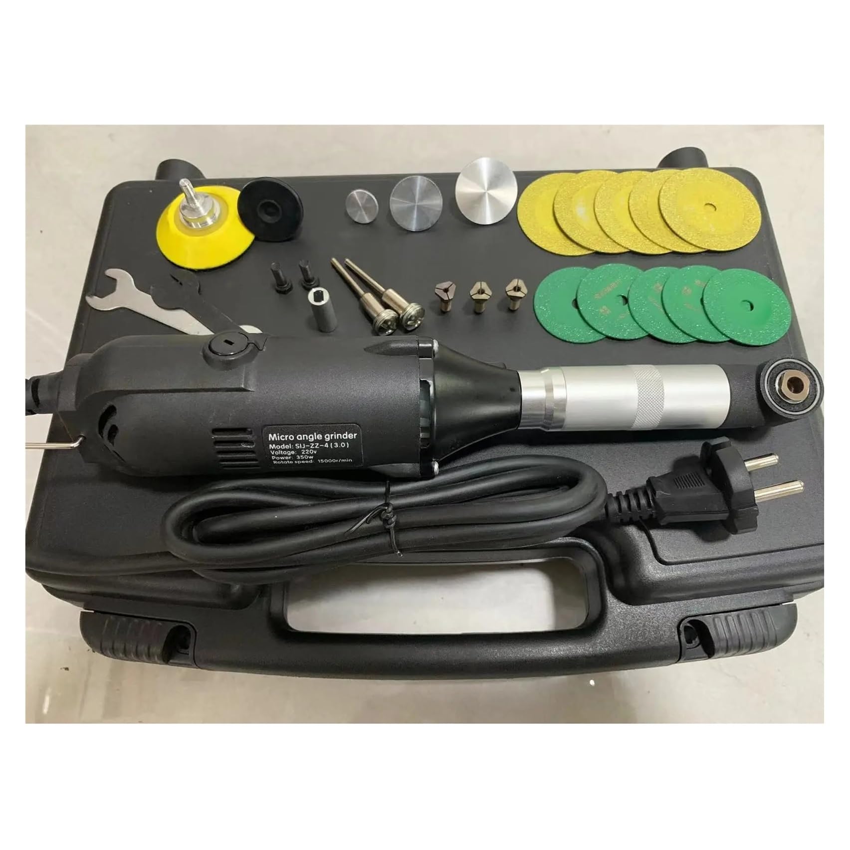 Ewsdsfs 220 Micro Angle Grinder Multifunctional Elbow Electric 90° Polishing Grinding Machine Beautifying Seams Tile Slotting Tool Kit(220)