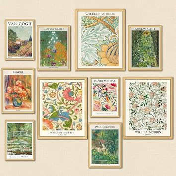 MAZUKO 10 Pcs Unframed Famous Painting Art - Eclectic Botanical Decor