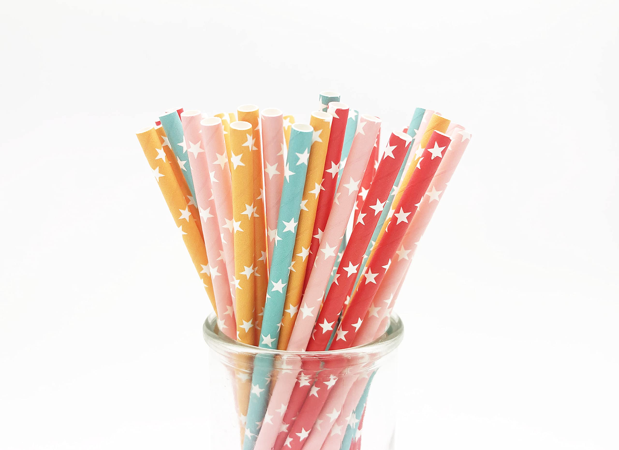 100 Pcs Colorful Disposable Straws, Star Drinking Straws, Rainbow Paper Straws for Juices, Shakes, Cocktail, Smoothies, Party Supplies (Colorful)