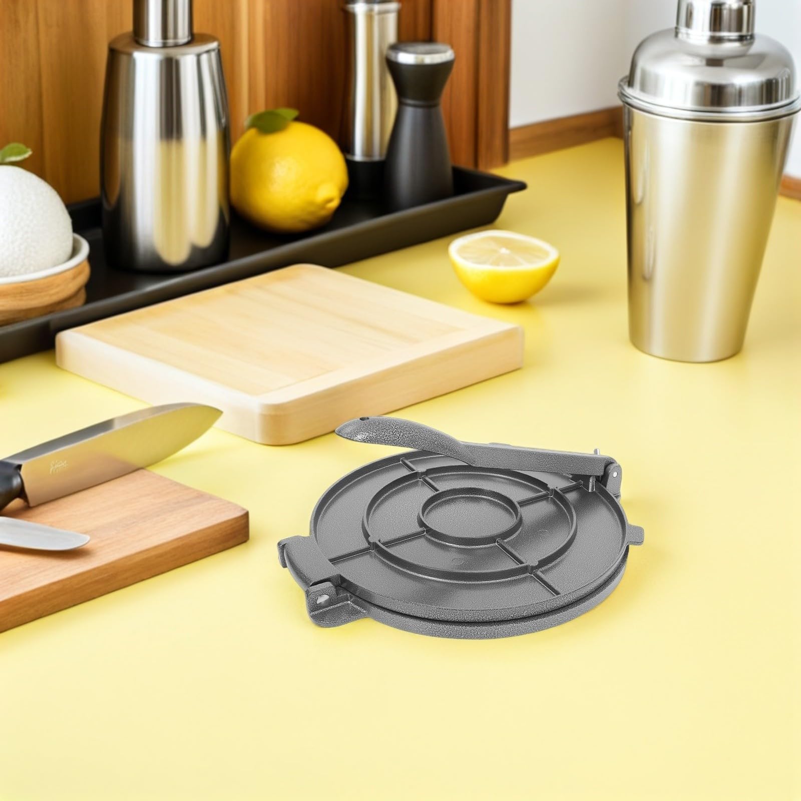 ULTECHNOVO Presse à Tortillas de Maïs Ronde, Presse à Pâte, Alliage D'aluminium, Noire, Design Gain de Place, Entretien Facile, pour Restaurant et Service Alimentaire Intensif
