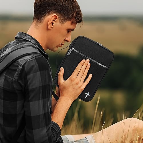 Miniatura 40 de Montana West Funda para la Biblia para mujeres y hombres con marcapáginas de cuero, fundas de transporte, bolsa de iglesia para protección al aire