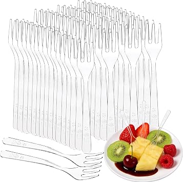 800 Pieces Tasting Mini Forks, 3.7 Inch Clear Plastic Forks for Appetizers, Fruit, Dessert, Cake, Catering, Reusable Tiny Utensils, Dishwasher-Safe
