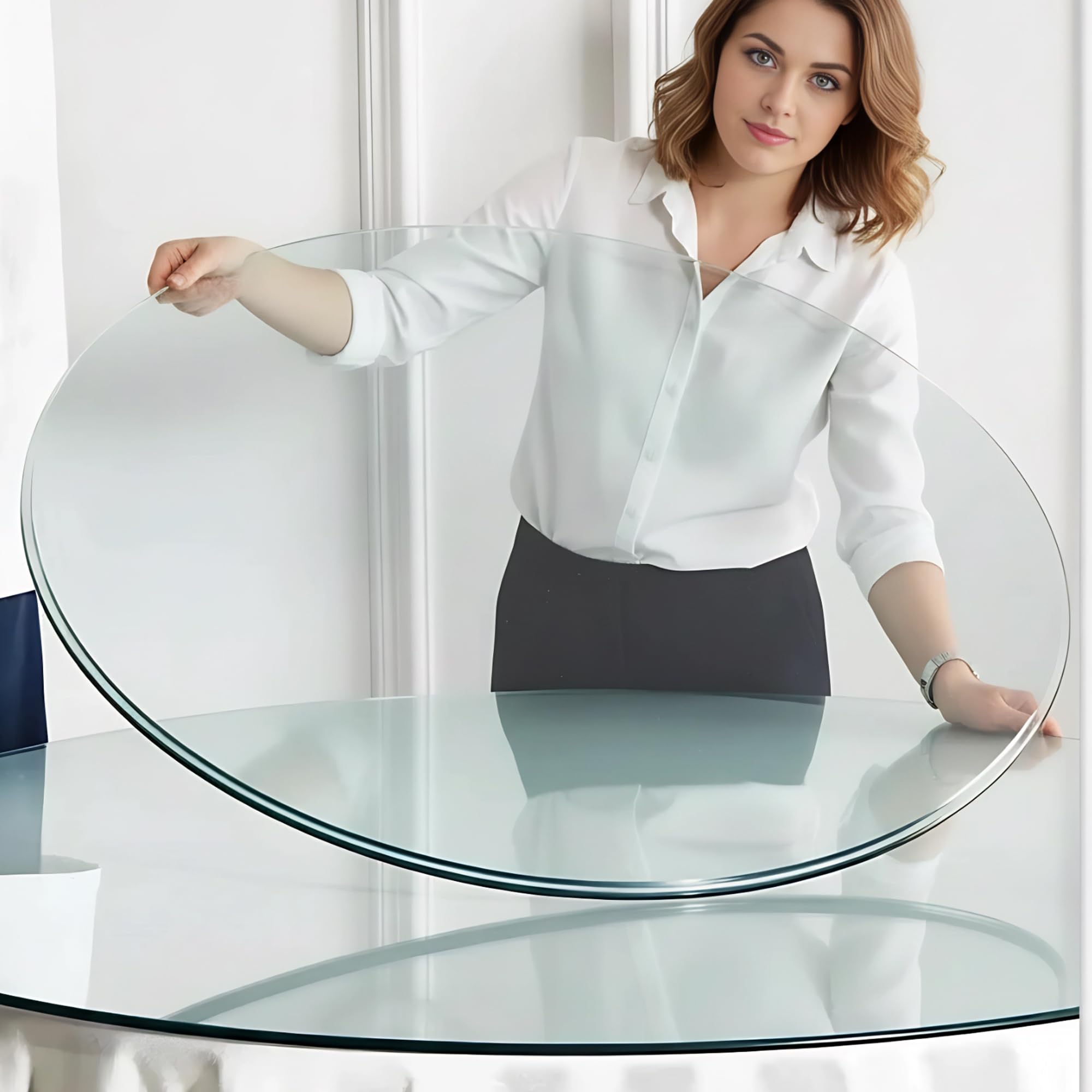 Glasplatte Rund – 6 mm ESG Sicherheitsglas, Runde Tischplatte/Glastischplatte, Tischplatte Ersatz & Tischschutz Glas Transparent (75 CM)