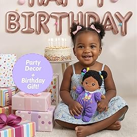 OUOZZZ 10 Black Baby Doll for 1 Year Old Girl Gifts - First African American Baby Dolls Toys for Girl Birthday Christmas Plush Gift for Toddler