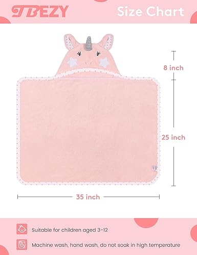 Miniatura 2 de Toalla con capucha para bebé con diseño único de animales, toalla de baño de algodón grueso ultra suave para recién nacido (unicornio)