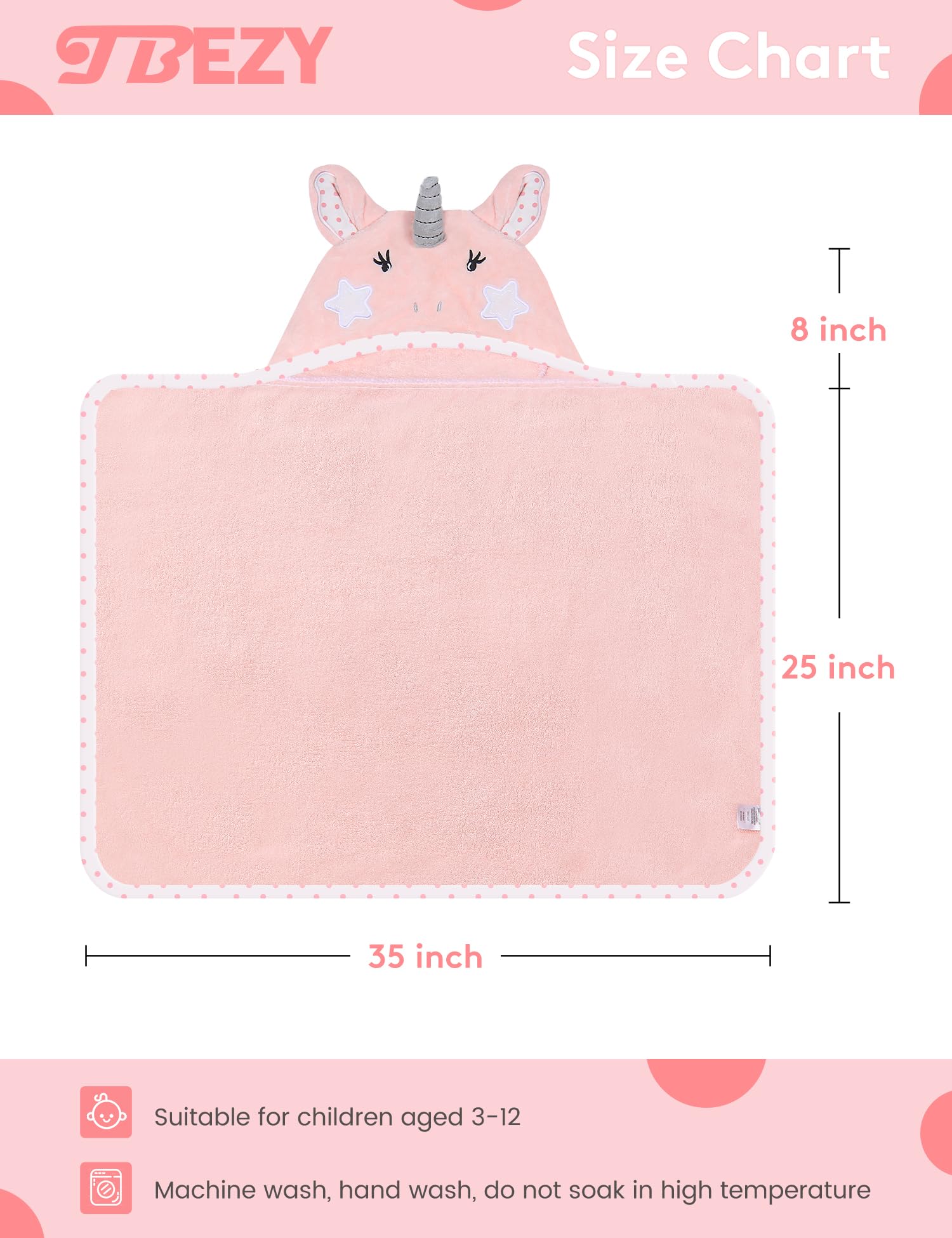 TBEZY Baby Hooded Towel with Unique Animal Design Ultra Soft Thick Cotton Bath Towel for Newborn (Unicorn)