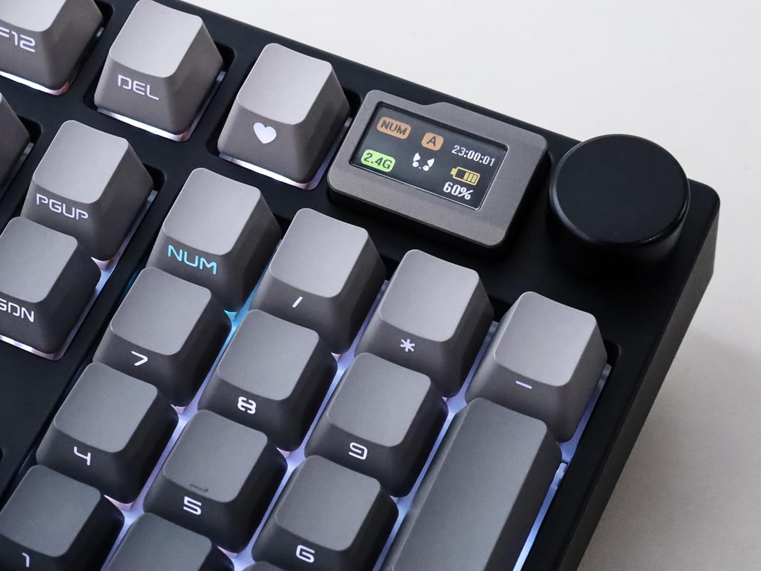 NJ98 Wireless Custom Mechanical Keyboard with Screen Knob 96% Hot Swappable RGB Keyboard Mac Windows (Dark, Barss Plate - Box Taro Ice Cream Pro)