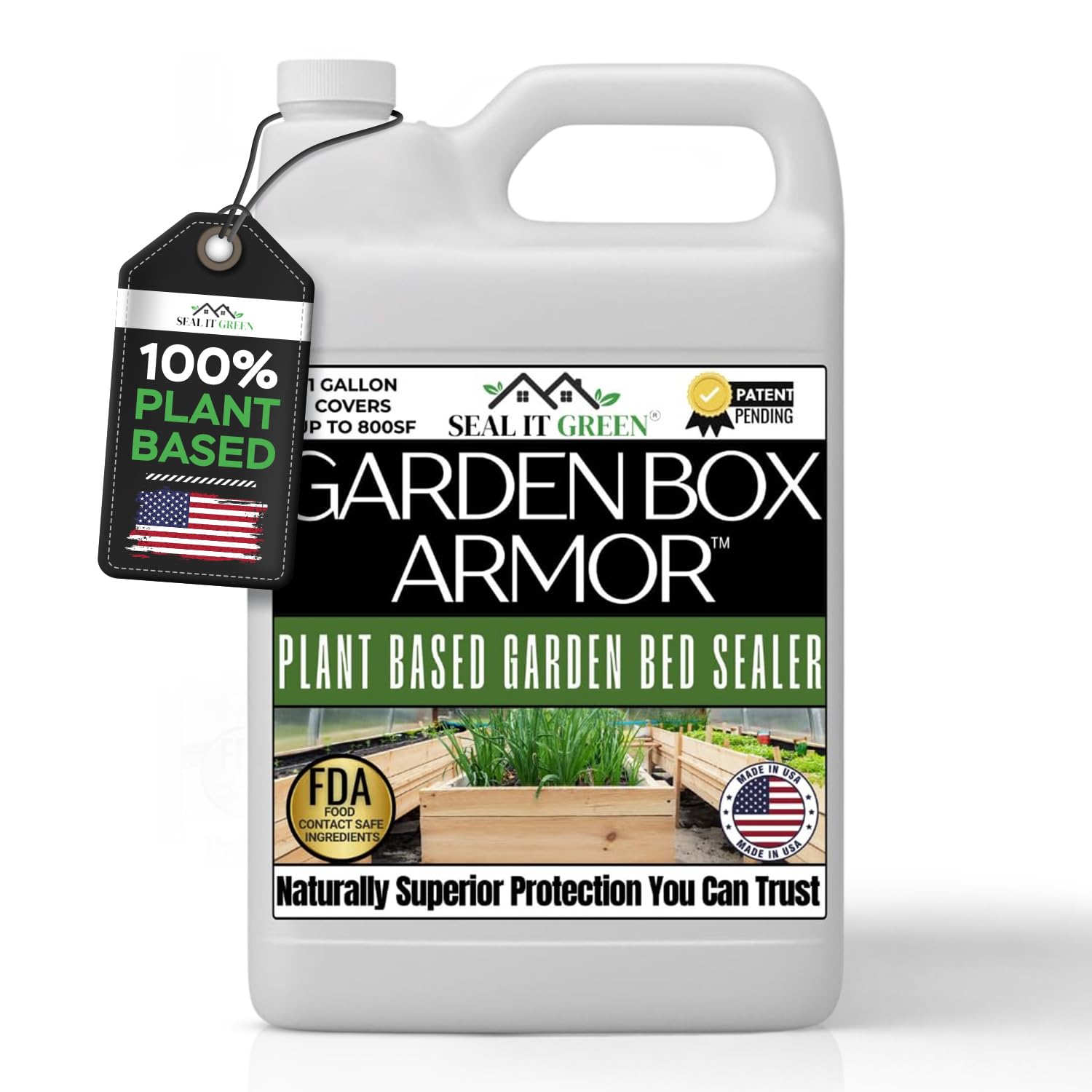 Garden Box Sealer | FDA Food Contact Safe Plant-Based Wood Sealant for Raised Bed, Planter & Pet House. Protects All Wood Types from Water & Weather Damage |