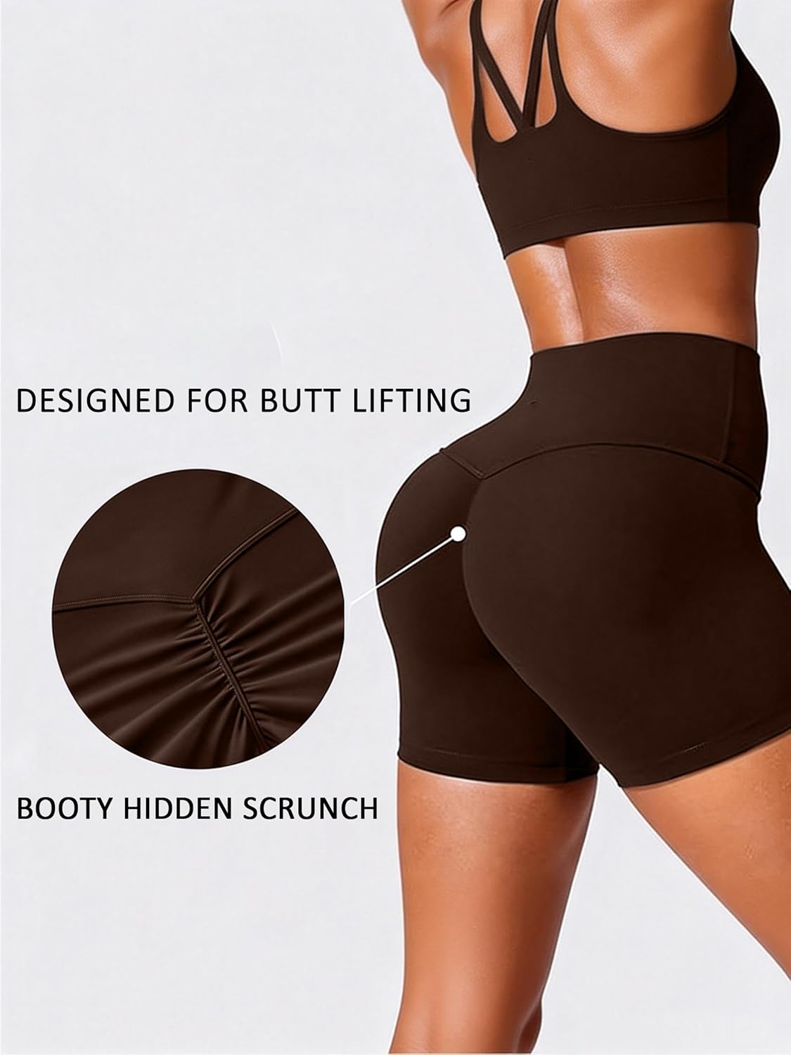 Olmlmt Biker Shorts Women 4.5" Hidden Scrunch High Waisted No Front Seam Yoga Workout Shorts - Image 5