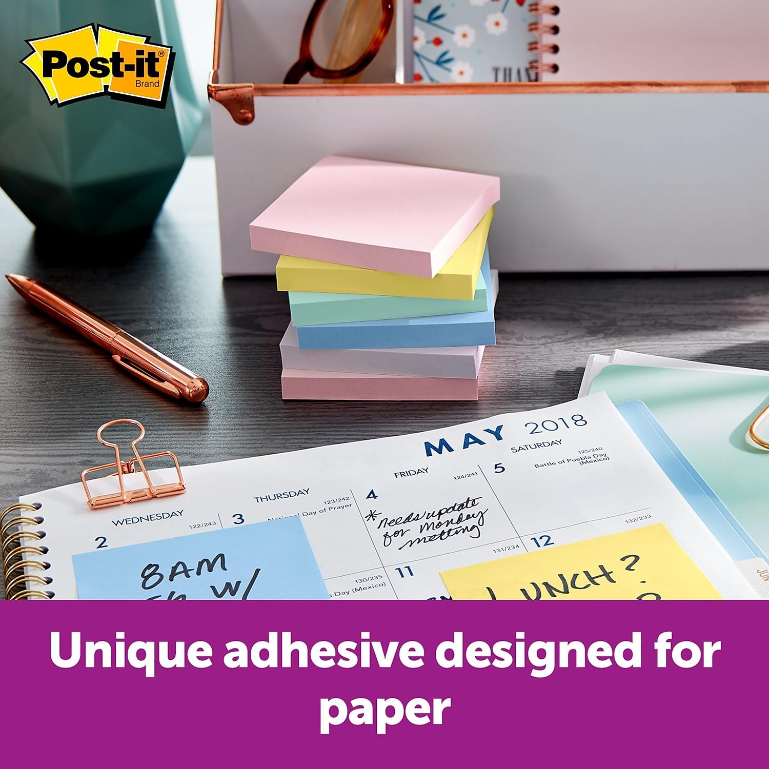 3M 654Rpa Post-It Greener Notes, 3 X 3, 100 Shts/Pad, Helsinki Colors, 12/Pack