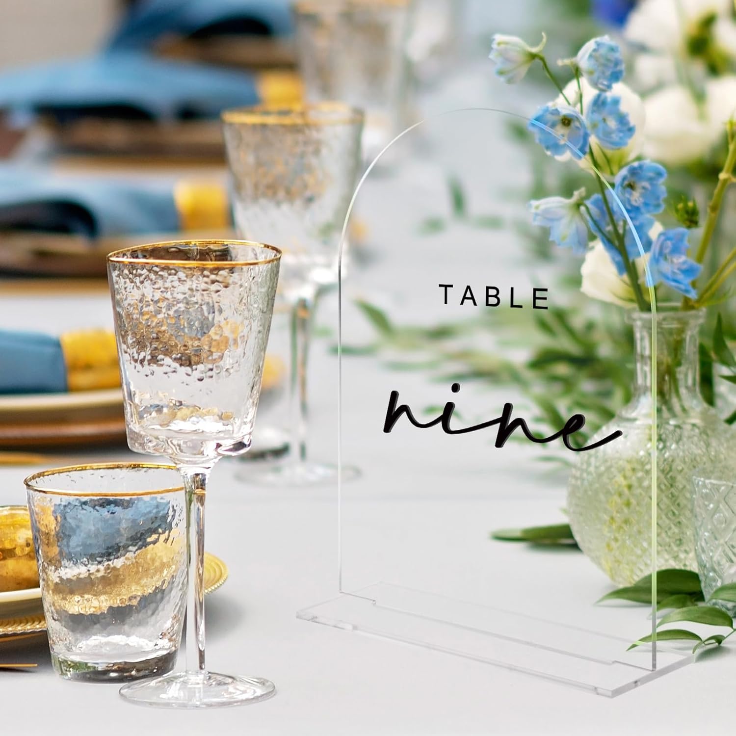 Clear Wedding Table Numbers 1-15 with Stands, 5x7 Inch Clear Arched Table Sign with Raised Black Numbers, Acrylic Arch Table Numbers for Wedding Reception, Party, Banquet and Event