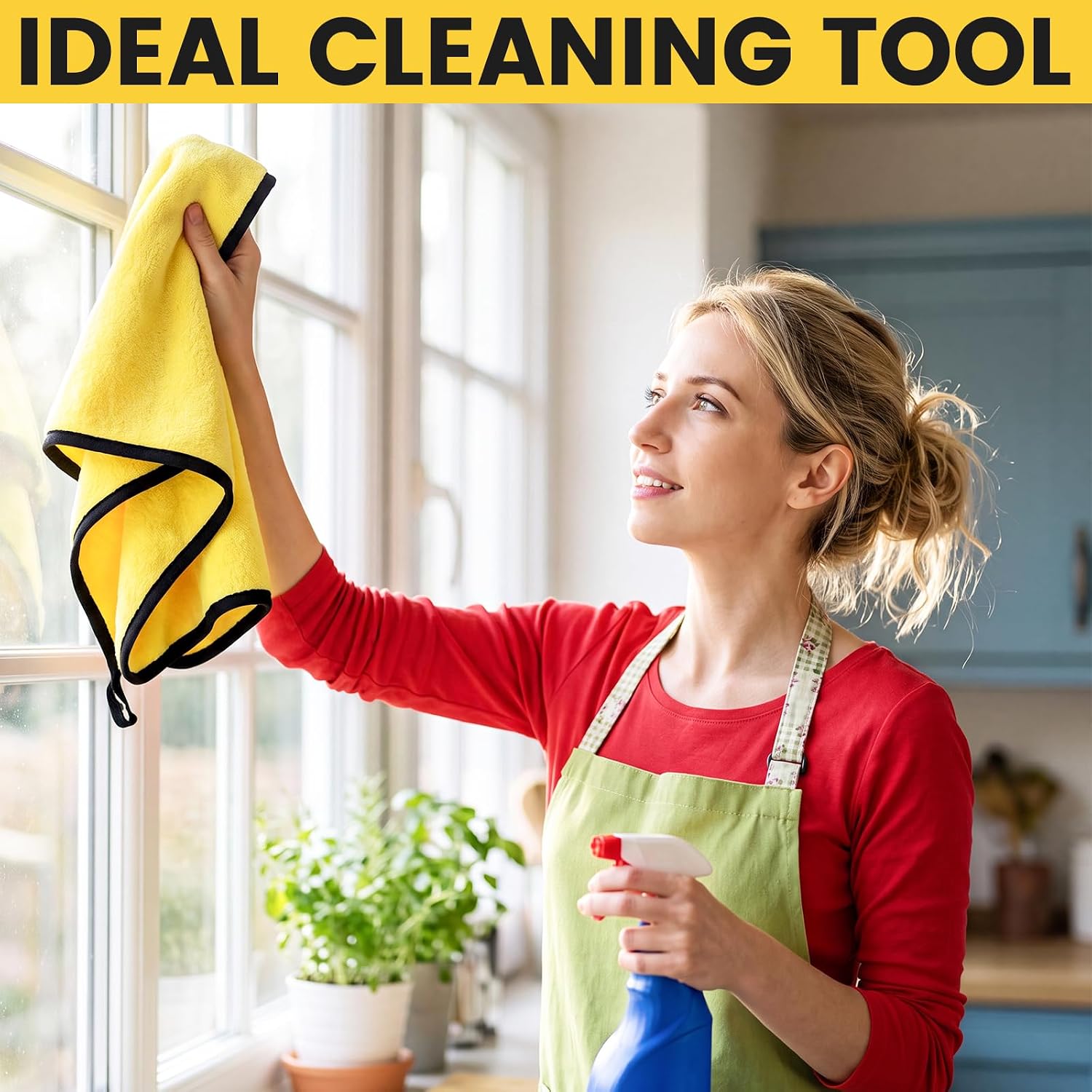 Tallew 18 Pcs 16"x24" Yellow Microfiber Towels for Cars Drying Polishing