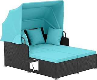 12 Texas Backyard Ideas Designed for Heat and Entertaining 43 Tangkula Patio Rattan Daybed with Retractable Canopy, Patiojoy Wicker Su...