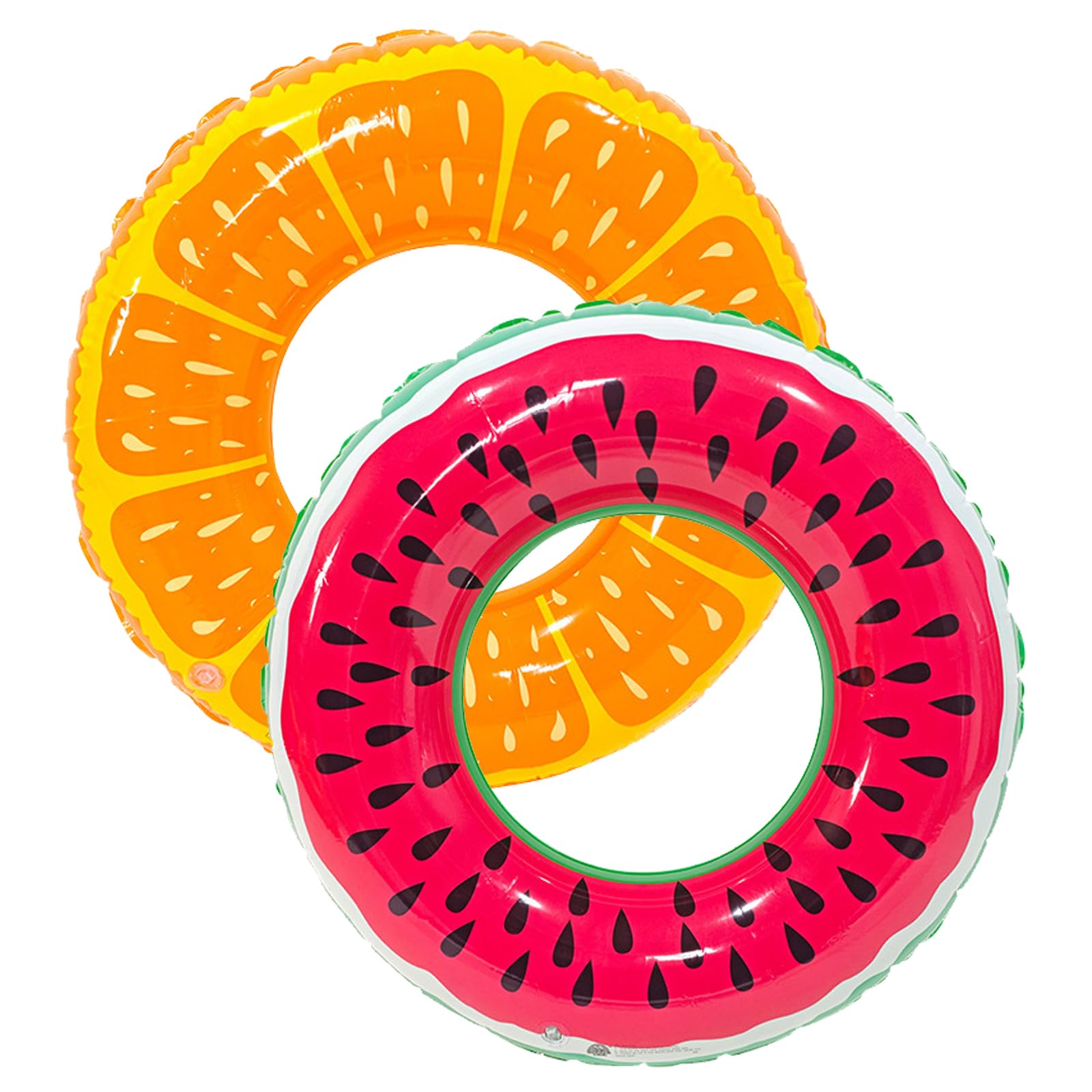 ZXTGBQ 2 Pack Watermelon and Orange Inflatable Swimming Rings, Rubber Ring Summer Swimming Accessories, Fruit Inflatable Pool Floats for Pool Summer Beach Water Party for kids aged 5–8