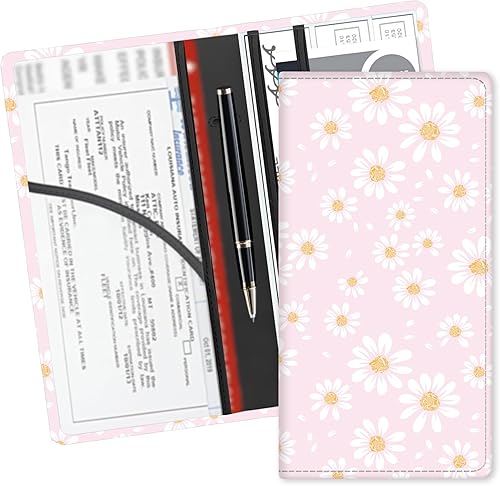 Miniatura 9 de Organizador de cuero para tarjeta de registro y seguro de coche, lindo accesorio para vehículo, organizador de guantera para documentos y tarjetas,