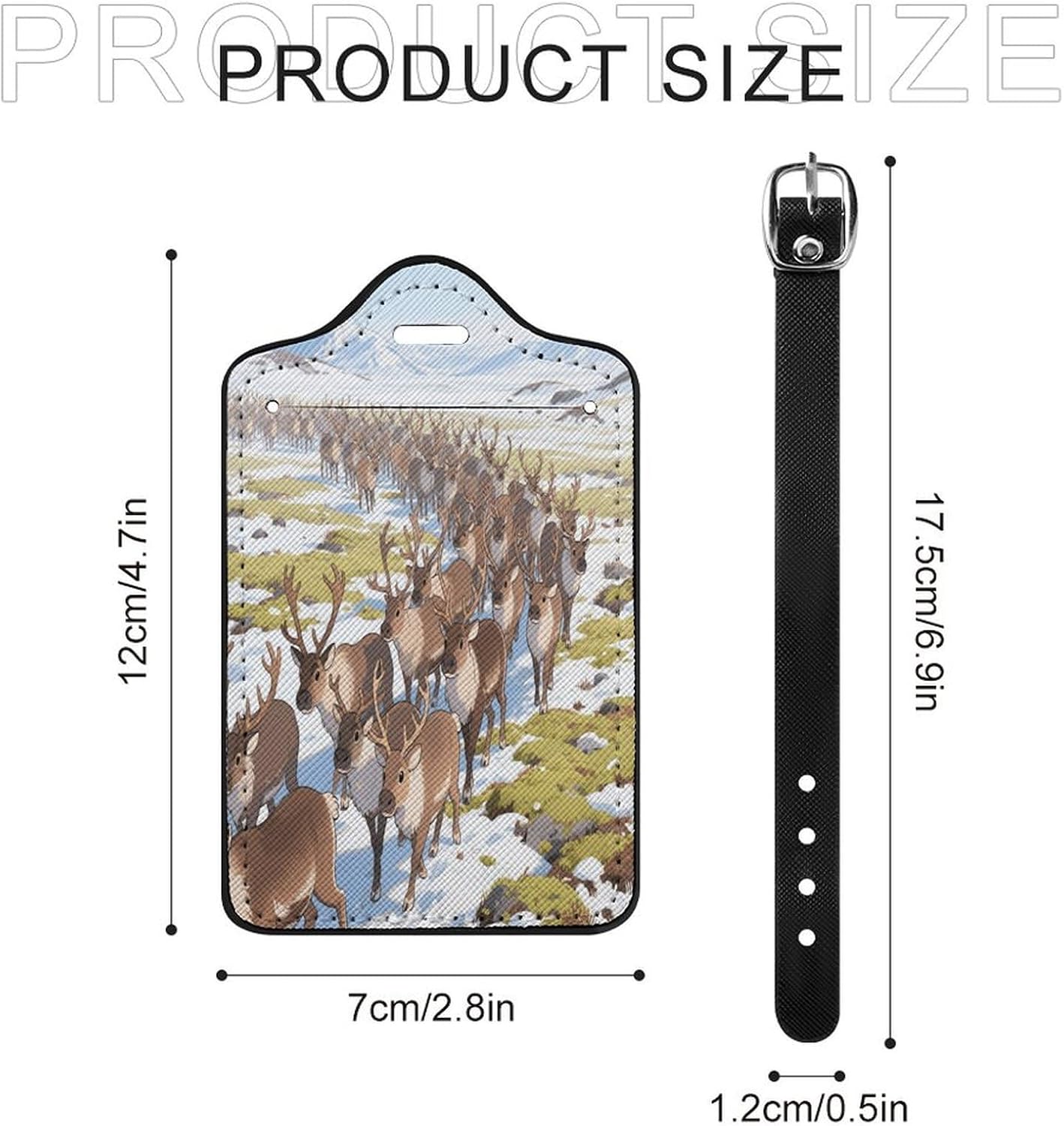 Reindeers on The Tundra PU Leather Luggage Tag for Suitcases image 2