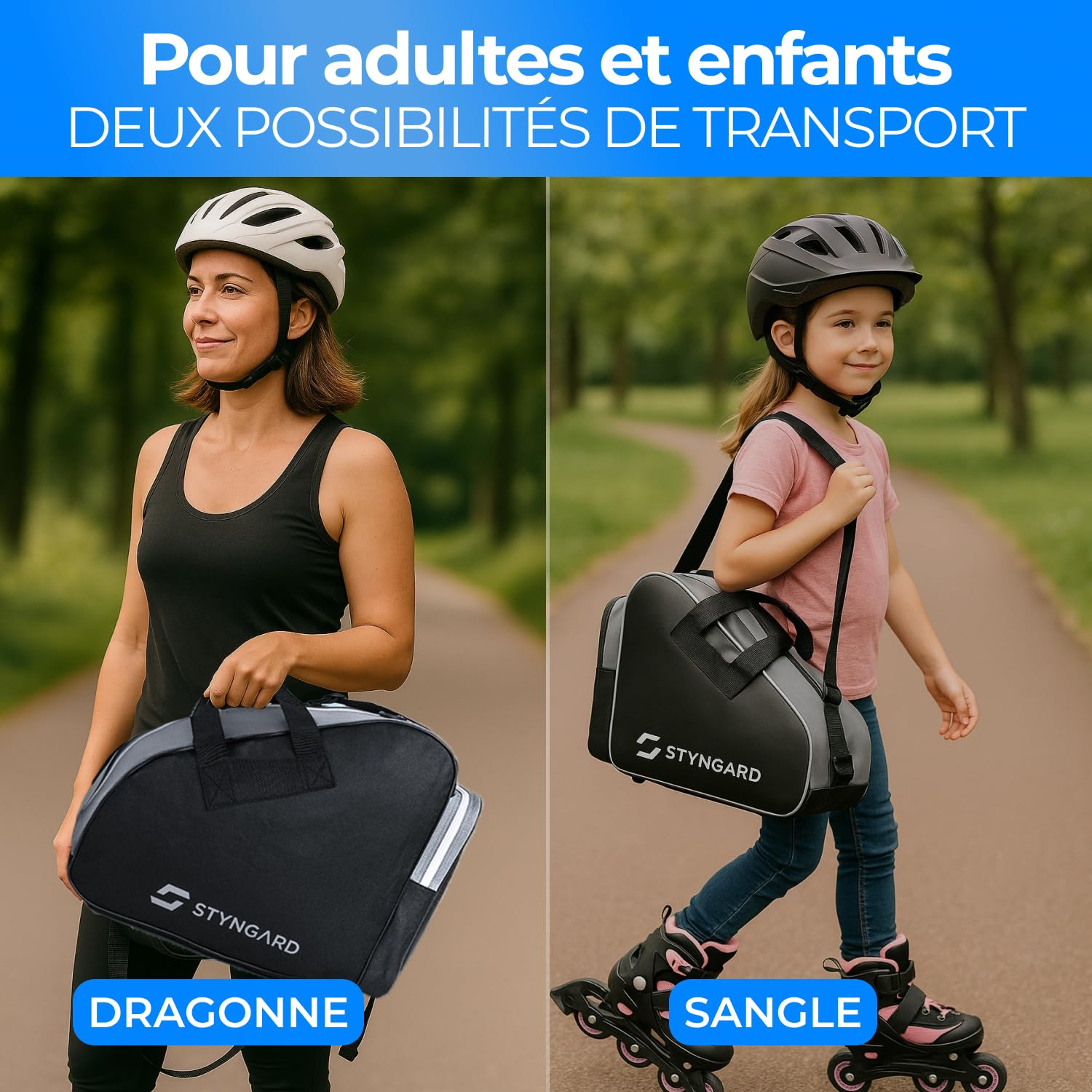 STYNGARD Sac à Patin pour Femmes et Hommes - Sac à roulettes pour Patins à Glace et Rollers Sac en matériau Robuste - Modèle Montreal