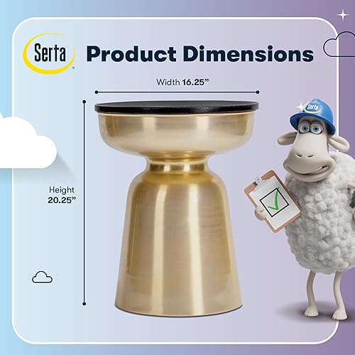 Miniatura 3 de Finch Adler - Mesa lateral de metal de latón, pequeña, redonda, para sala de estar o dormitorio, parte superior de granito sólido totalmente