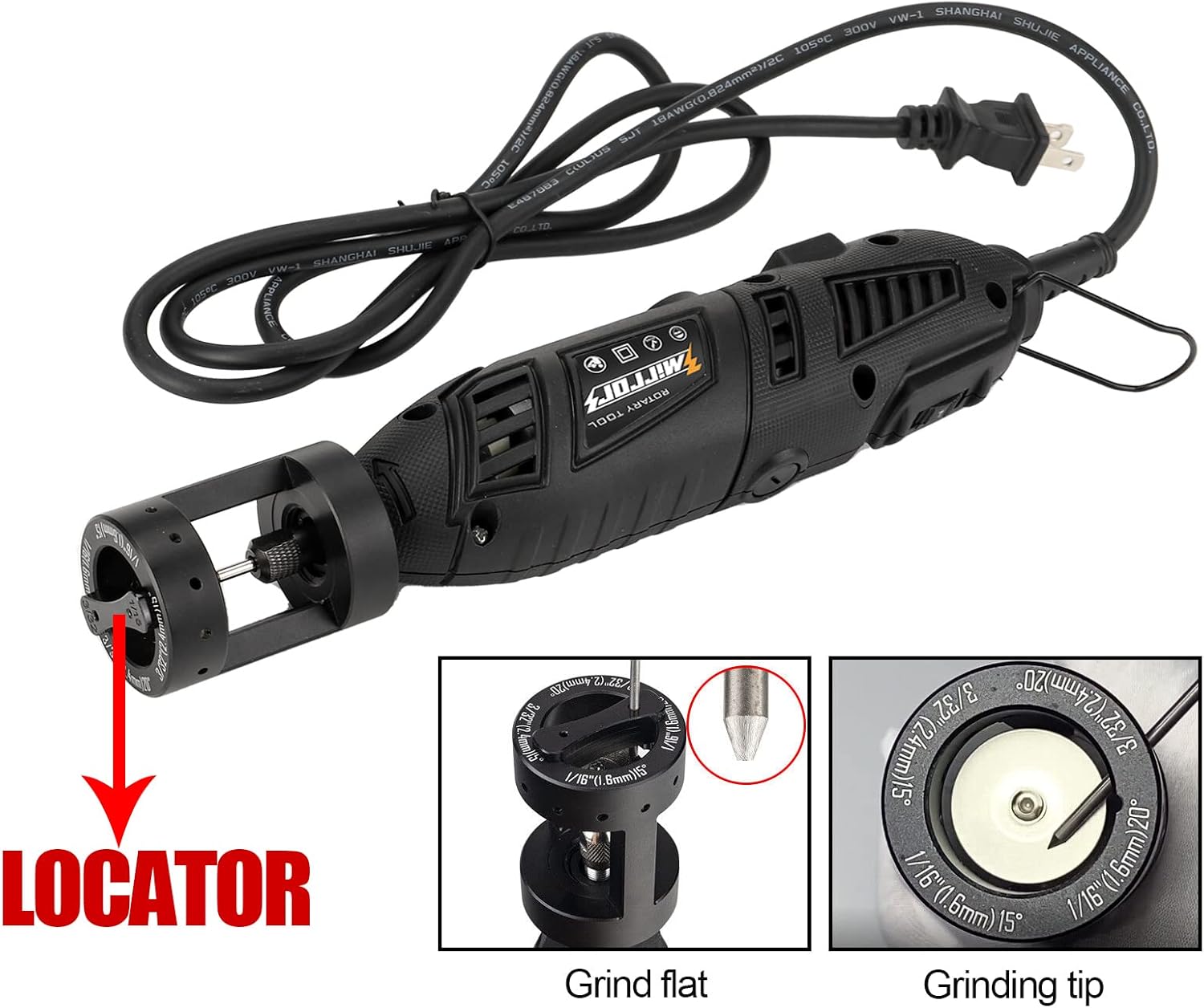 12-Guides 4 Angles Tungsten Grinder Cut-Off Slot-3mirrors ALUMINUM Tungsten Electrode Sharpener Grinder Flat Grinding Block, 5 Double Sided Diamond Grind Wheels, 2 CNC Mandrels