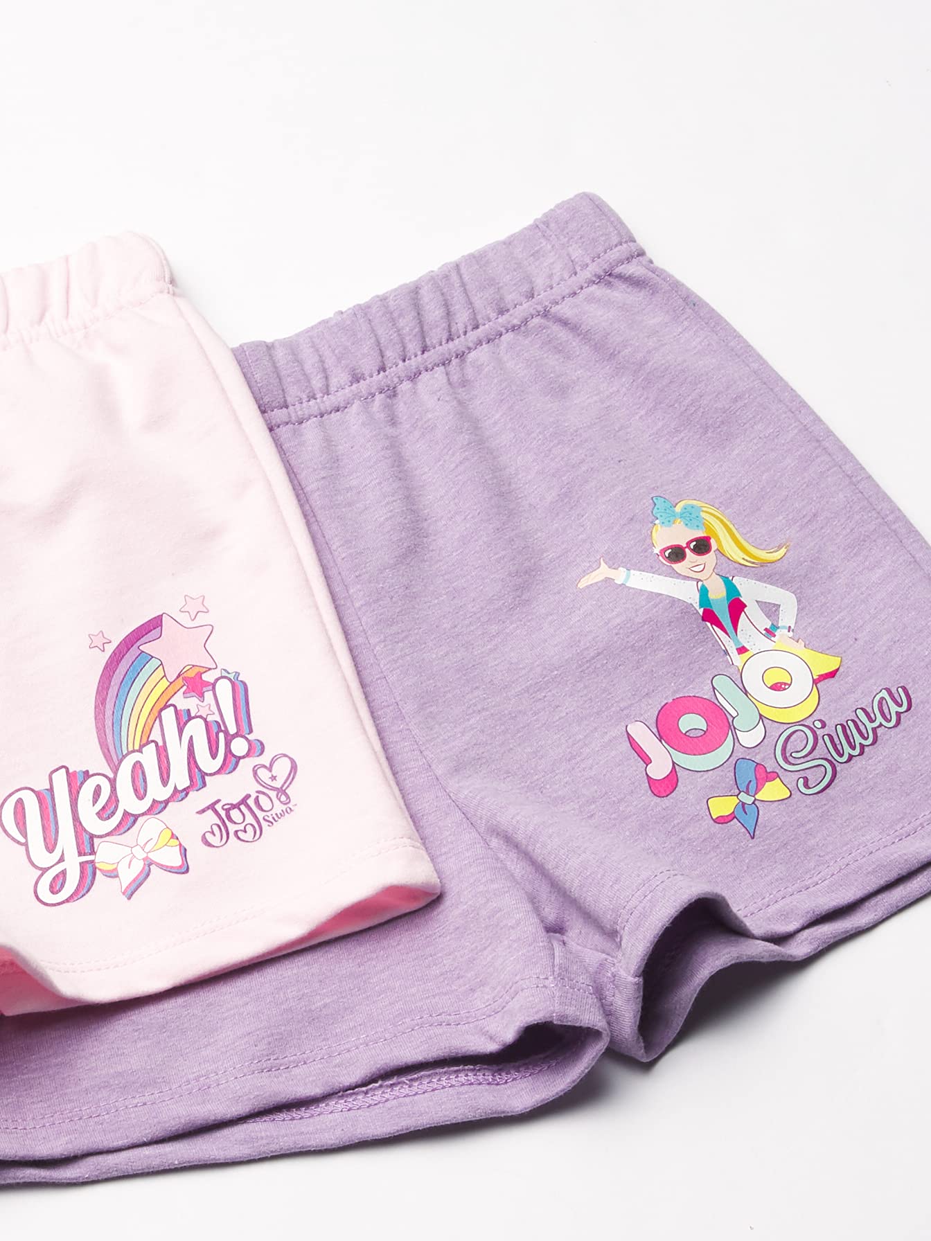 JoJo Siwa Paquete de 2 Pantalones Cortos de algodón, Paquete múltiple Pantalones Cortos para Niñas