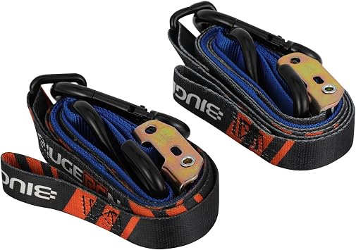 Motorcycle Tie Down Straps - 1200lb Break Strength, 2 Pack 7ft x 1in Down Strap Set with Heavy-Duty Buckles, Steel Carabiner, S-Hooks Buckle for securing Trailers, Dirt Bikes, enduros, Cargo-Blue