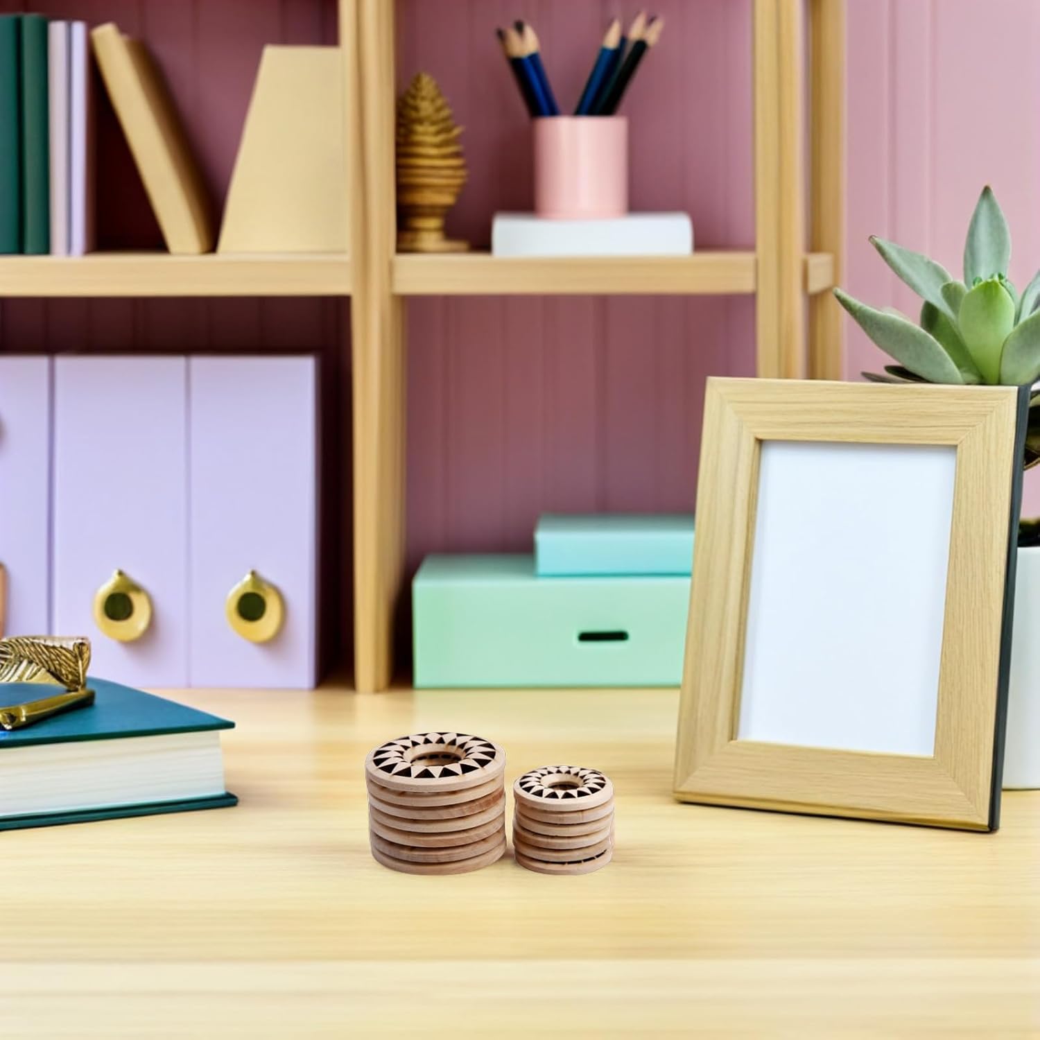 MAGICLULU 36pcs Wooden Crystal Sphere Holders for Egg Shaped Rocks Display