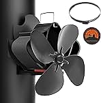 Easywave Wood Stove Fan, Magnetic Pipe Fireplace Fan, Heat Powered Fireplace Fan Non Electric, Thermal Fan for Wood/Log Burning Stove Pellet/Gas Burner, Silent Motor, W/Stove Accessories Thermometer