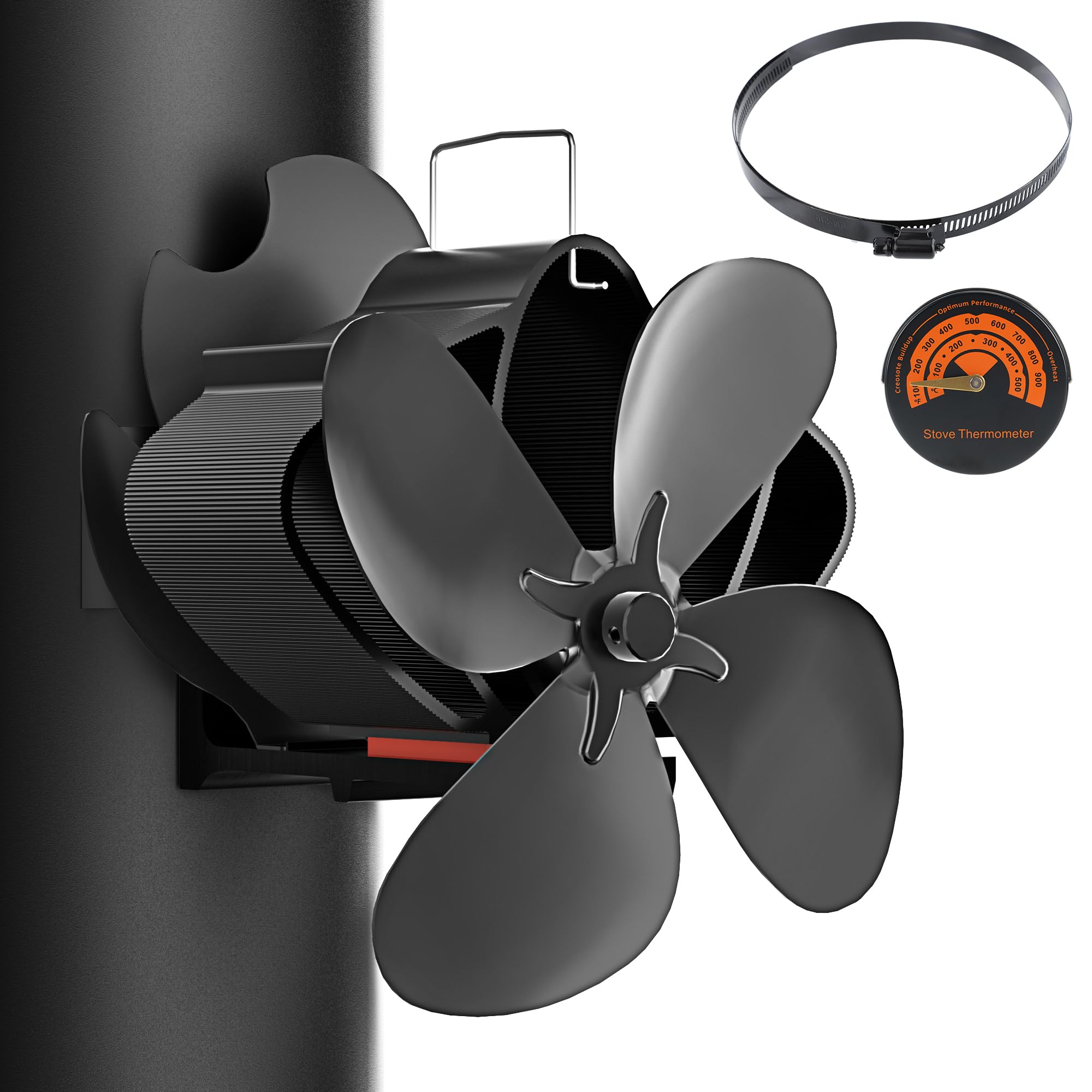 Easywave Wood Stove Fan, Magnetic Pipe Fireplace Fan, Heat Powered