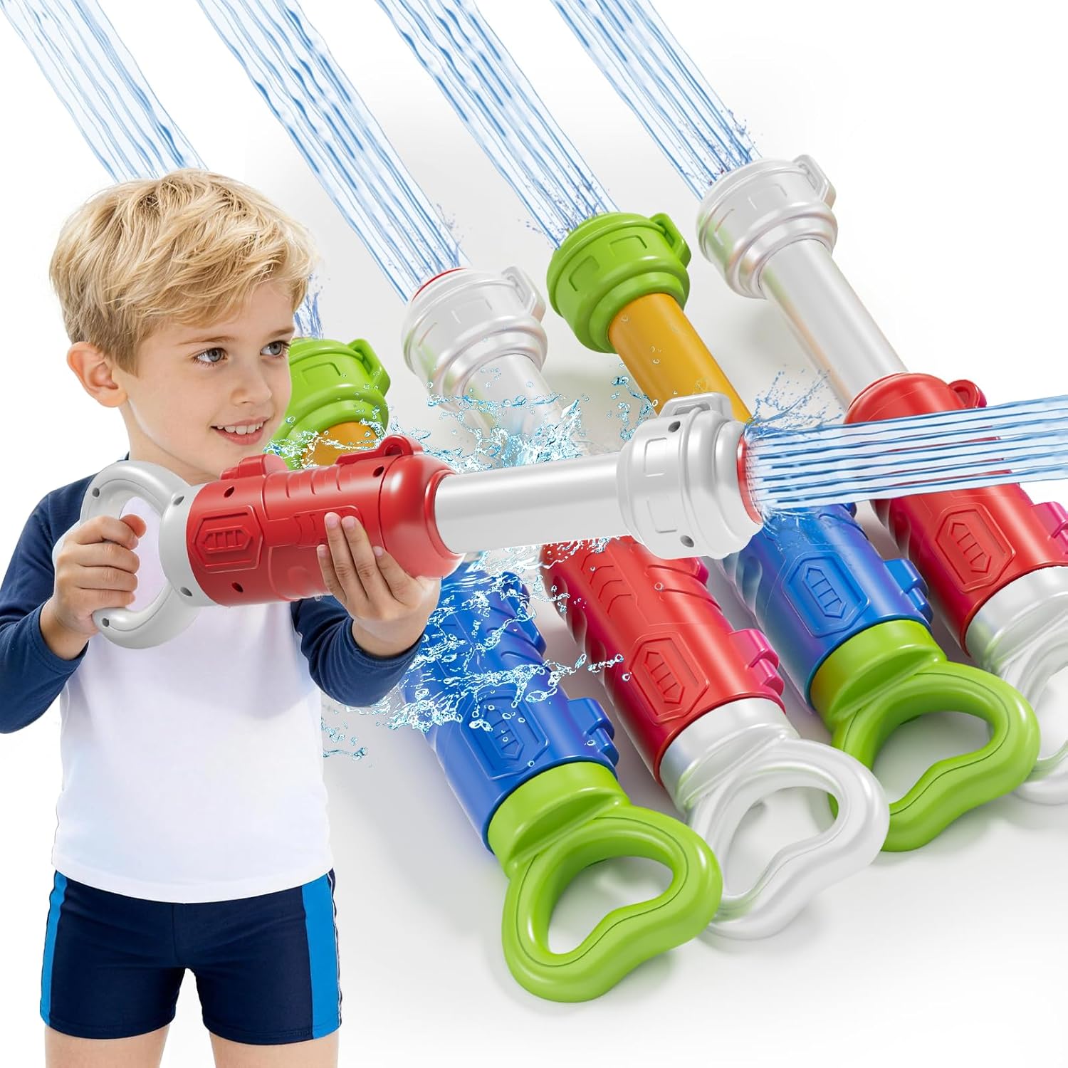4pcs Water Guns for Kids Adults Toddler, High-Capacity Water Squirt Gun Toy, Summer Fun Water Toys for Pool Outdoor Beach Games, Water Blaster for Ages 4-8 8-12 Boys Backyard Party Play