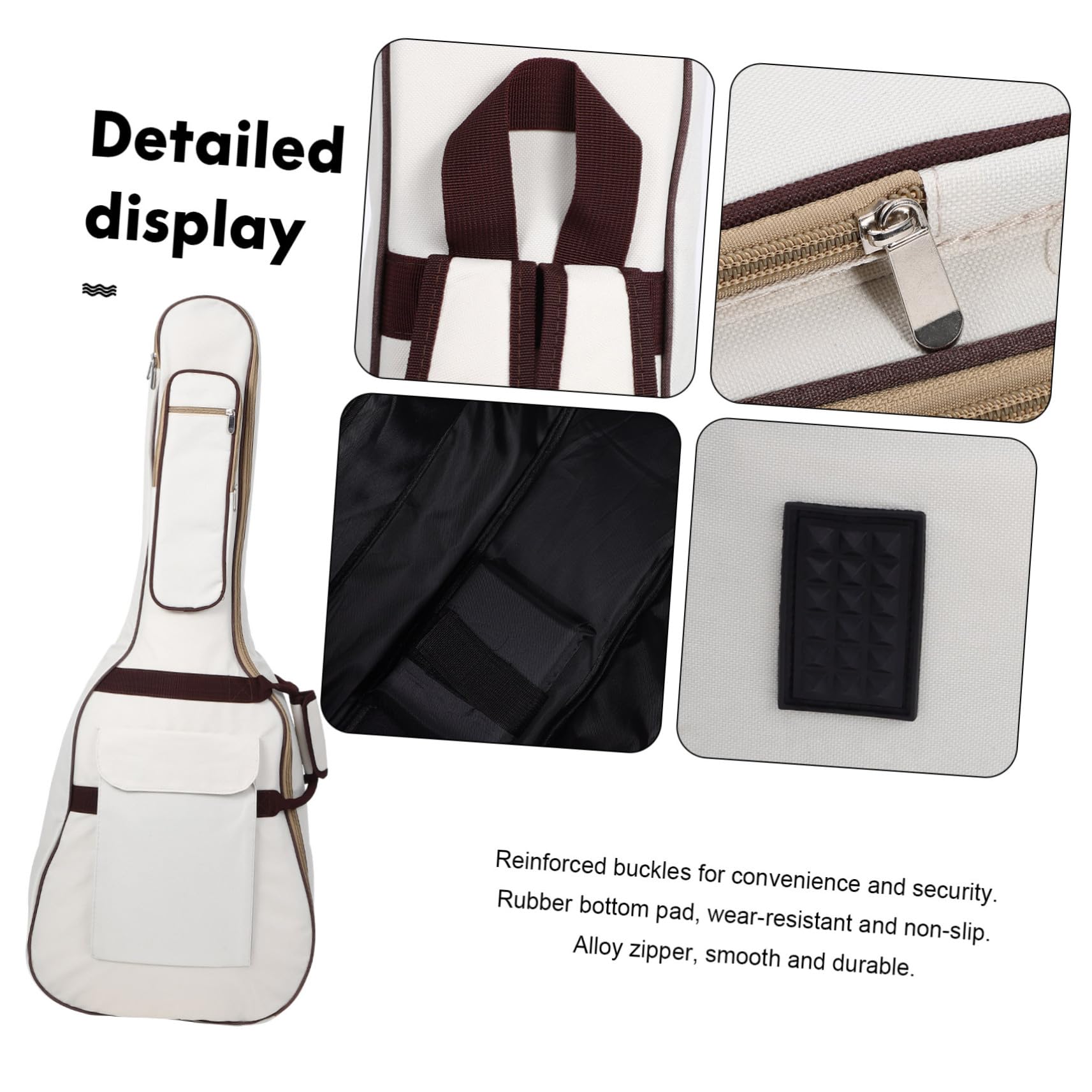 Borsa per Chitarra Classica 40/41 Pollici Oxford Beige Imbottita | Capacità Ampia, Protezione dagli Urti, Design Versatile, Custodia per Strumenti Musicali