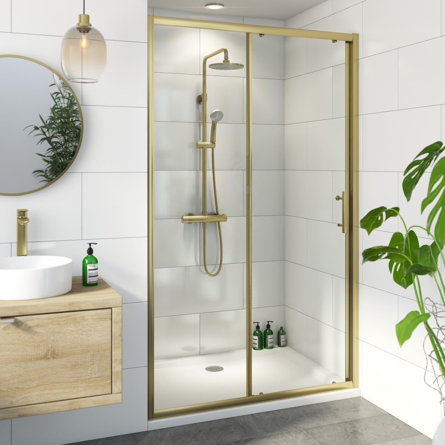 Luxura® 1400mm Sliding Shower Door Screen for Wet Room Cubicle ...