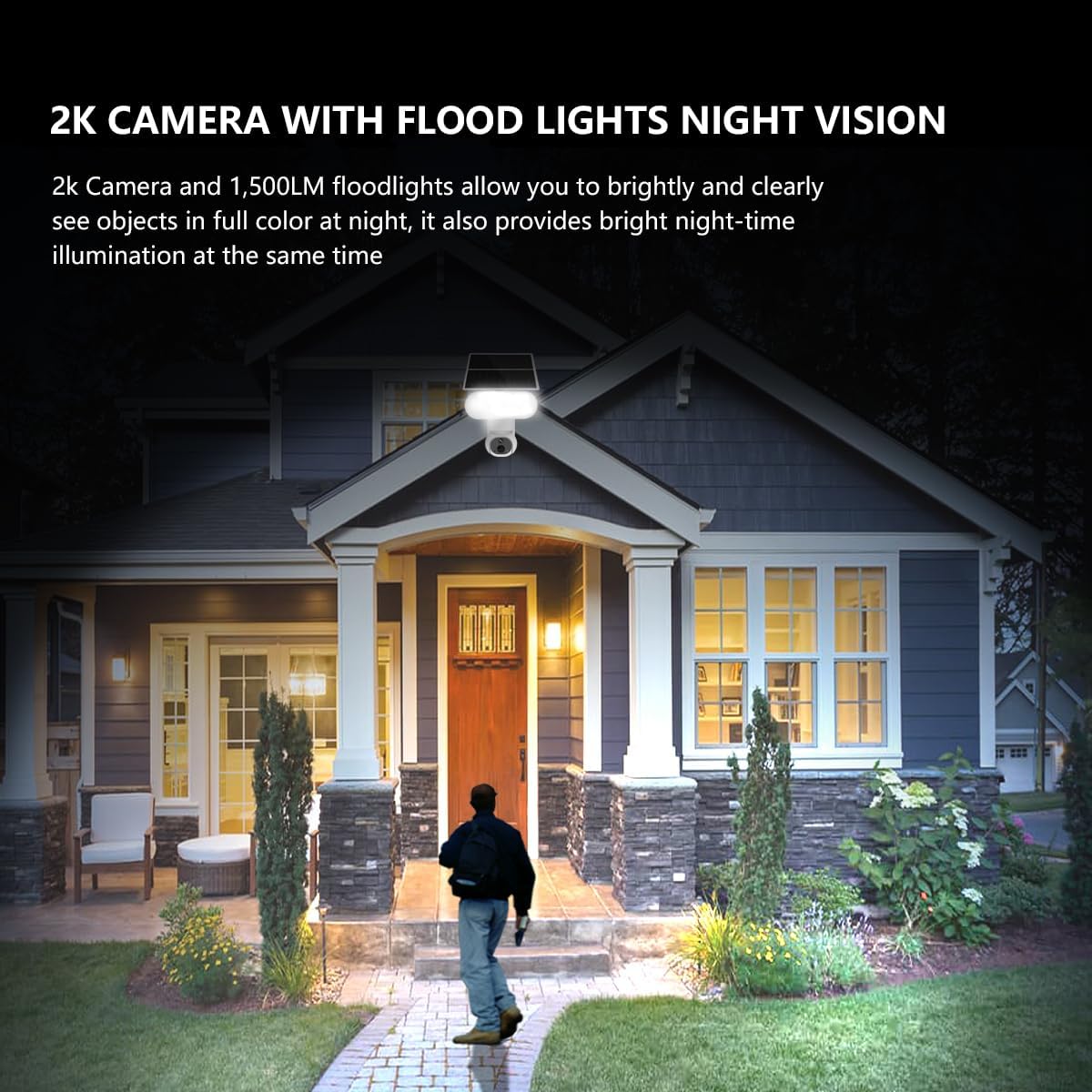 Sdstone YDS50 camera with floodlights illuminating a person at night