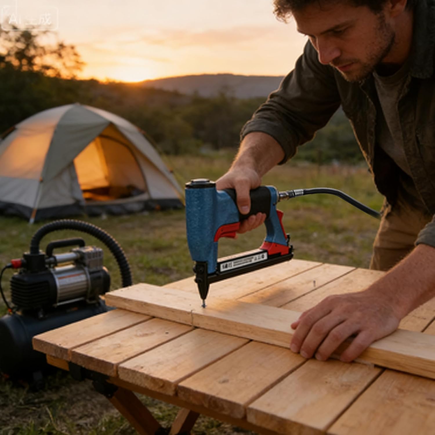 Pneumatic Brad Nailer - 4 to 8 Bar Heavy Duty Stapler with 3600 Nails | Finishing Tool with Strong Grip, Practical Construction Accessory & Functional Utility Aid for Framing and Furniture