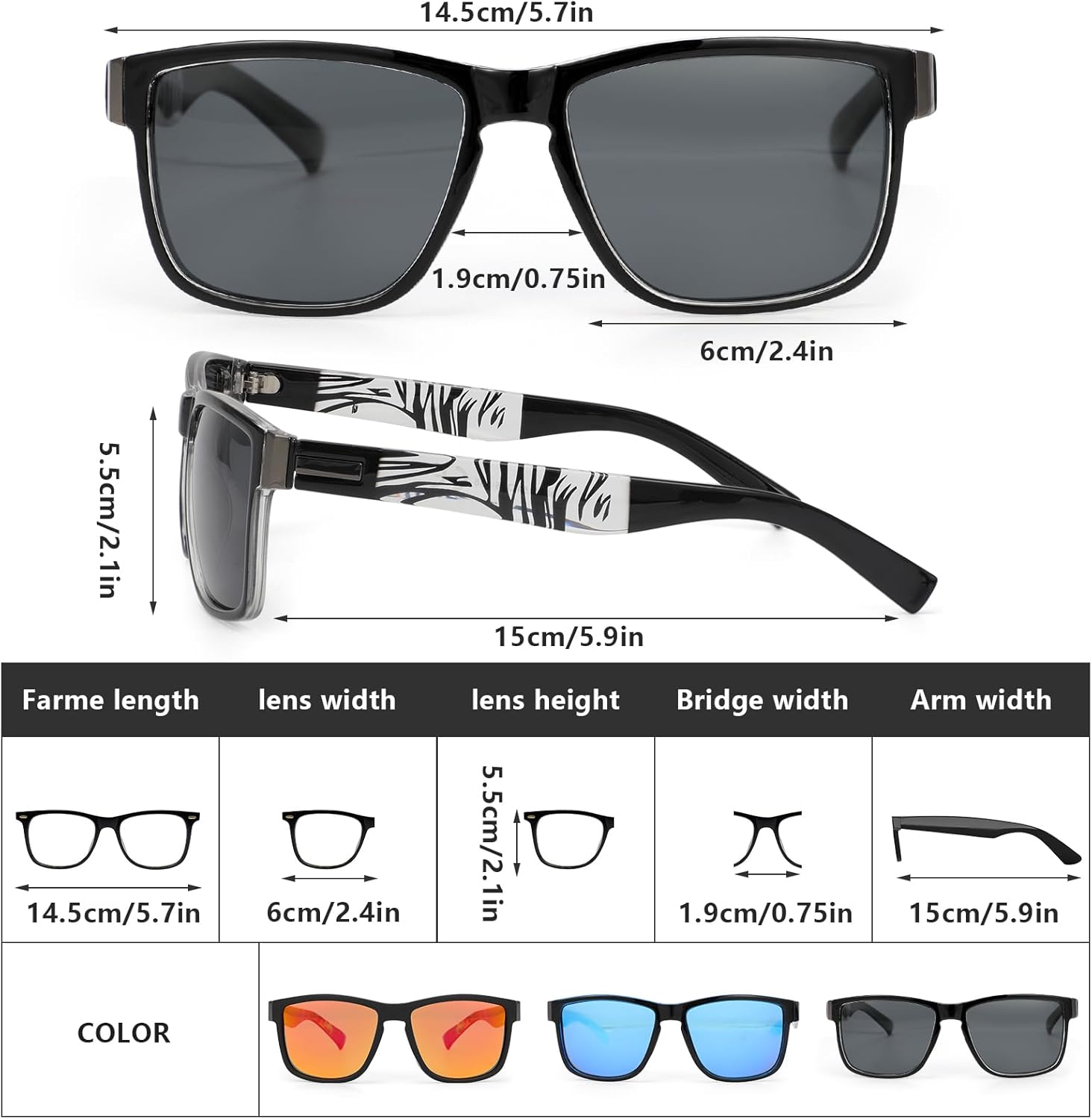 Hifot Polarized Sunglasses Men Women 3 Pairs, Sun Glasses for Cycling Driving Fishing, Sports Eyeglasses for Running Golf - Image 2