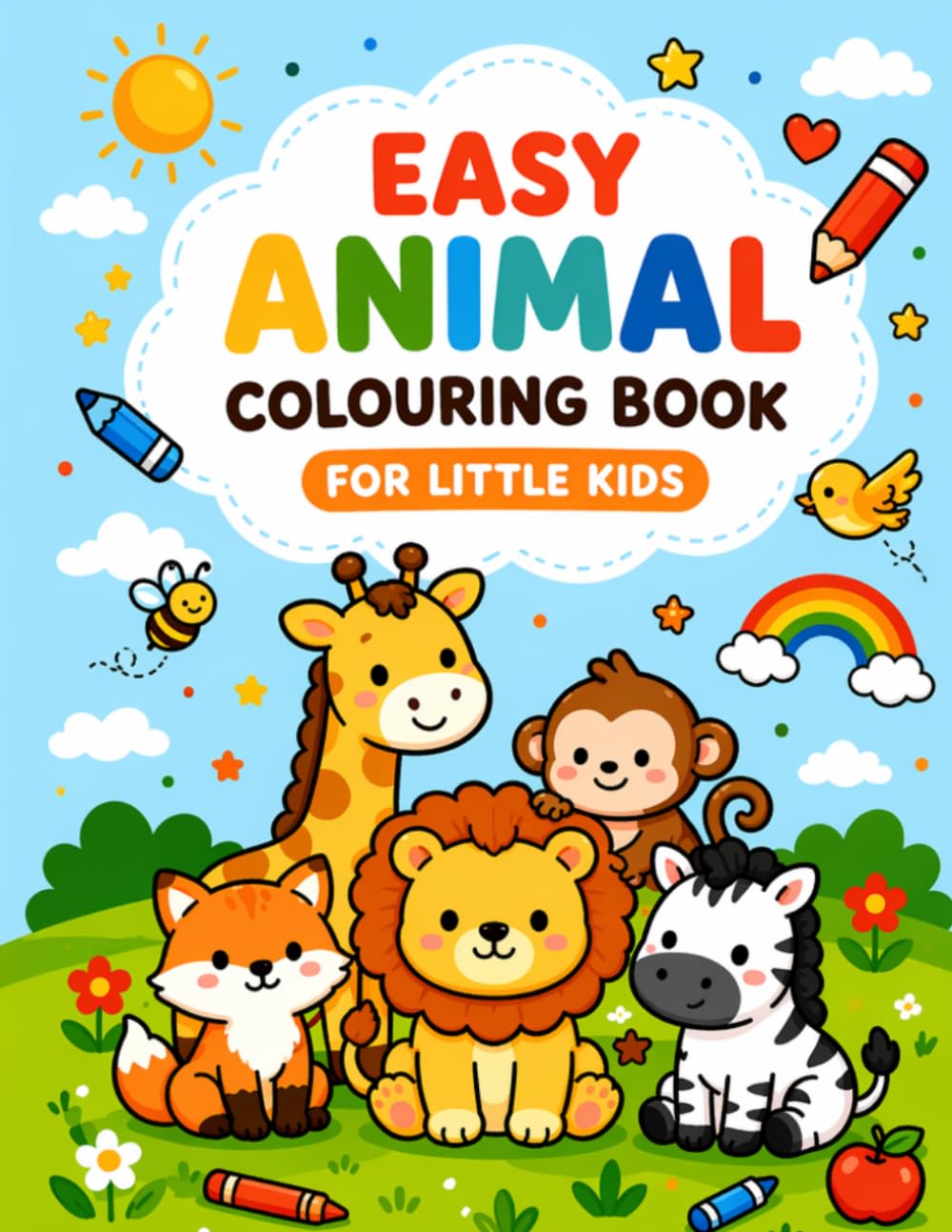 Animal Kids colouring Book: Fun & Easy Colouring for Little Artist