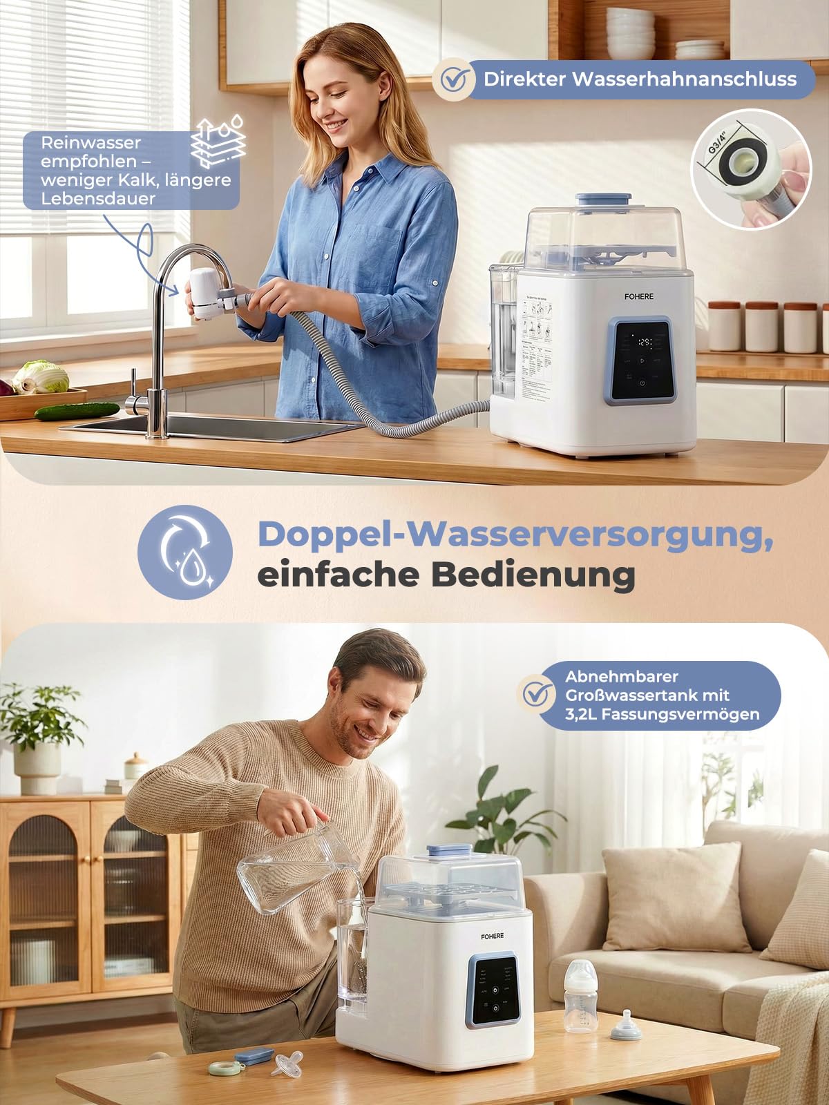 Babyflaschenreiniger Sterilisator Trockner, All-in-One Babyflaschen Geschirrspüler Pro | 168h sterile Aufbewahrung, Flaschen, Pumpenteile und Babyartikel, Ersetzt das Spülen von Hand
