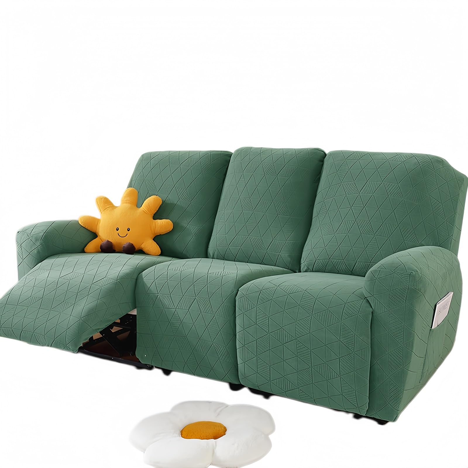WoeiCuod 1 2 3 Seater Sofa Cover,slipcovers Polyester Stretch Sofa Covers Argyle Slipcovers Stain Resistant Scratch Resistant Easy Clean Recliner Armchair Covers For Living Room(Green,Triple)