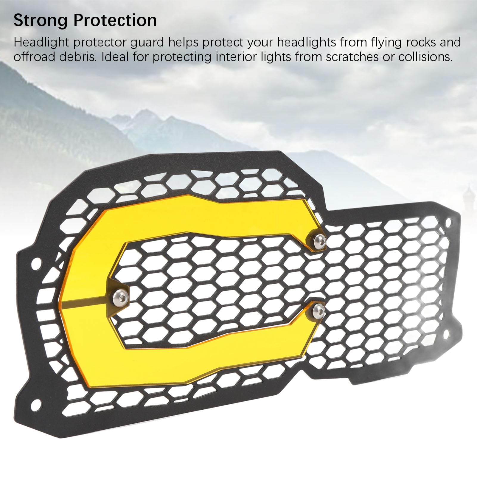 AMONIDA Edelstahl-Motorrad-Scheinwerferschutz, Langlebig, Einfache Installation für F800GS, F700GS, F800R (YELLOW)
