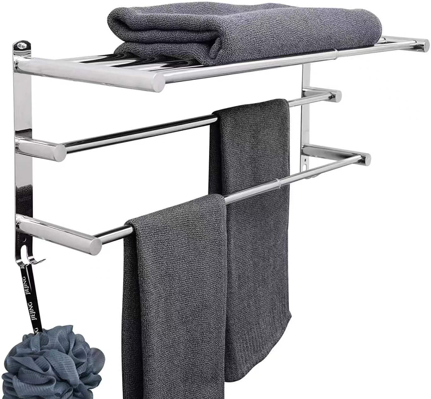 Towel Bars Retractable 19.7-31.5 Inch Towel Bars Stainless Steel Bathroom Wall-mounting Hole-Free mounting Hole-Installing washroom Kitchen Space Saving 3-Tier Shelf
