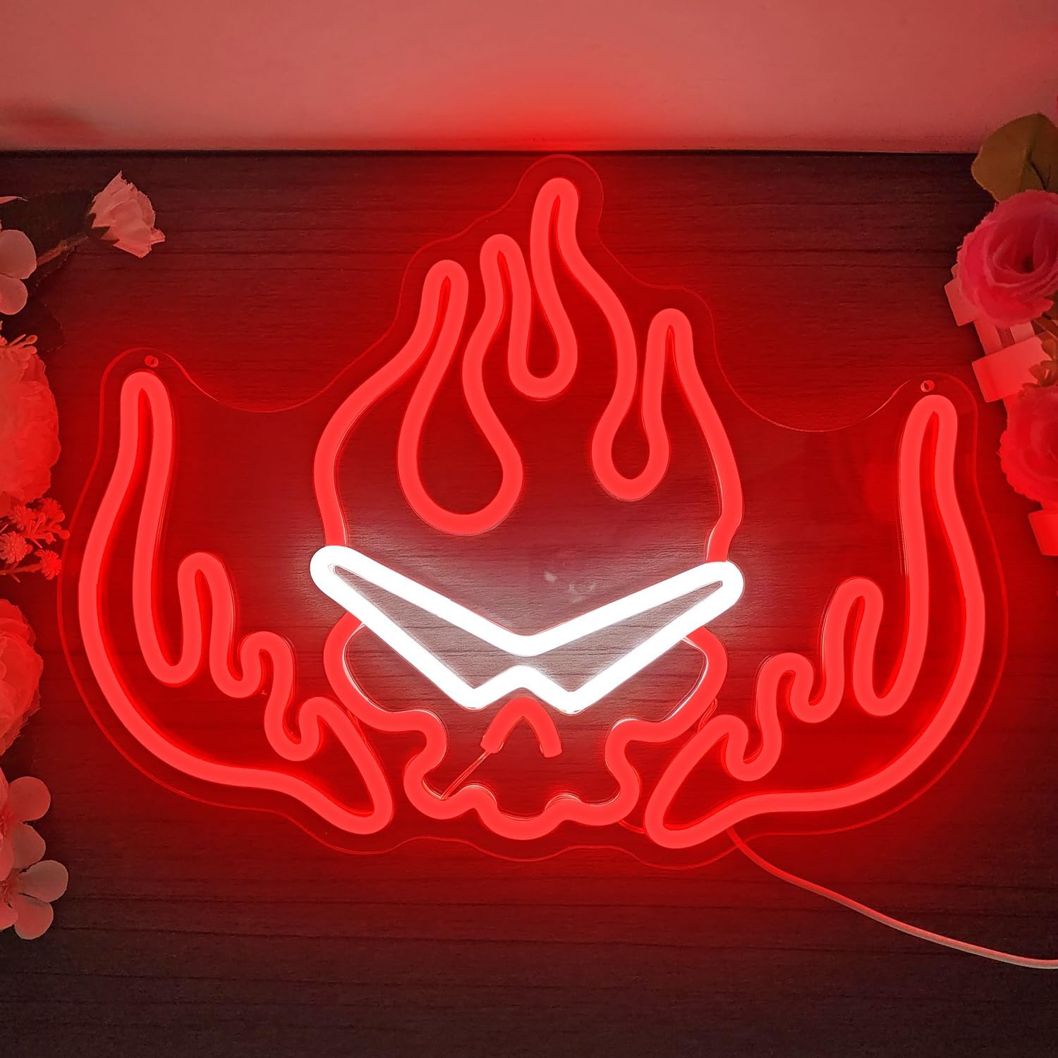 Gurren Lagann Flaming Skull Neon Sign Led Dimmable Anime Kamina Neon Sign for Wall Decor Sunglasses Fire Led Neon Light Sign Light Up Sign for Kids Bedroom Man Cave Game Room Living Room Gifts - Image 2