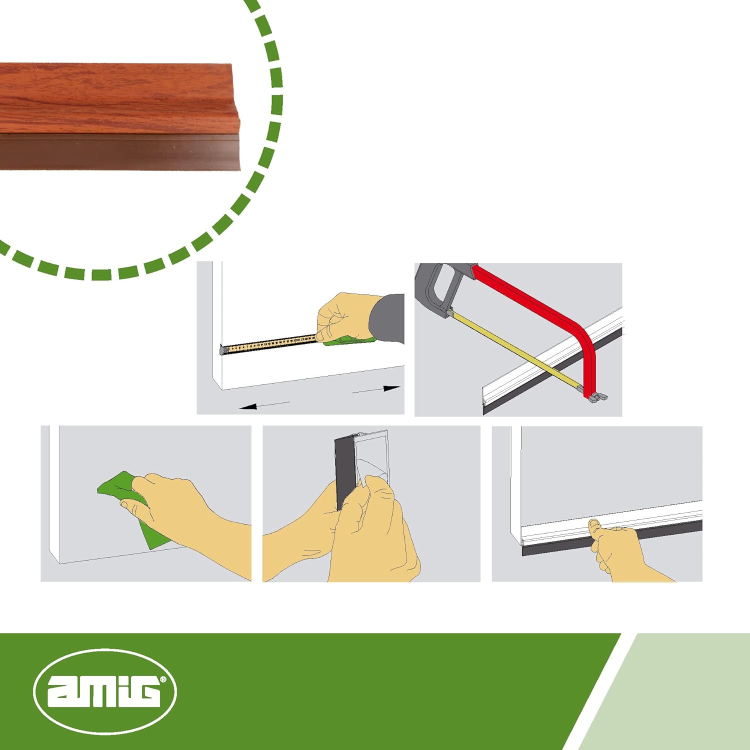 AMIG 22556 – Model 4 Draught Excluder | Semi-Rigid PVC Brush | 1 m | Sapelli | PVC