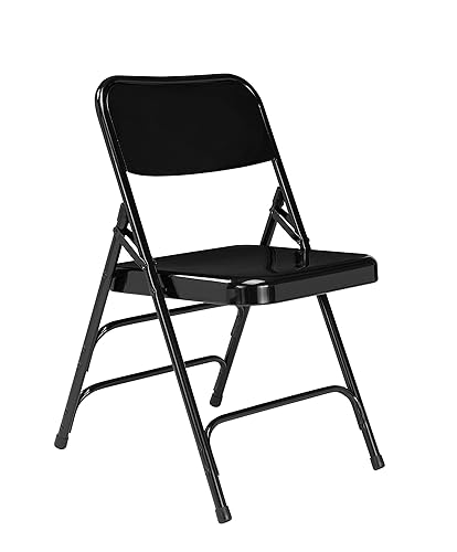 National Public Seating Serie 300 modelo 310 - Silla plegable de alta calidad de acero con triple soporte capacidad de 480 libras color negro caja